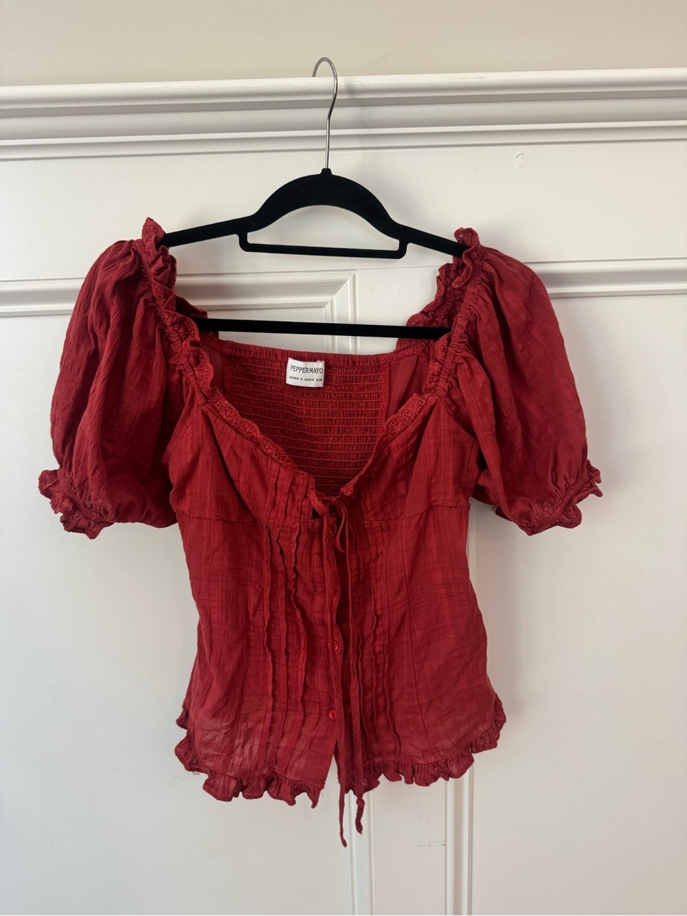 Peppermayo Puff Sleeve Peasant Top